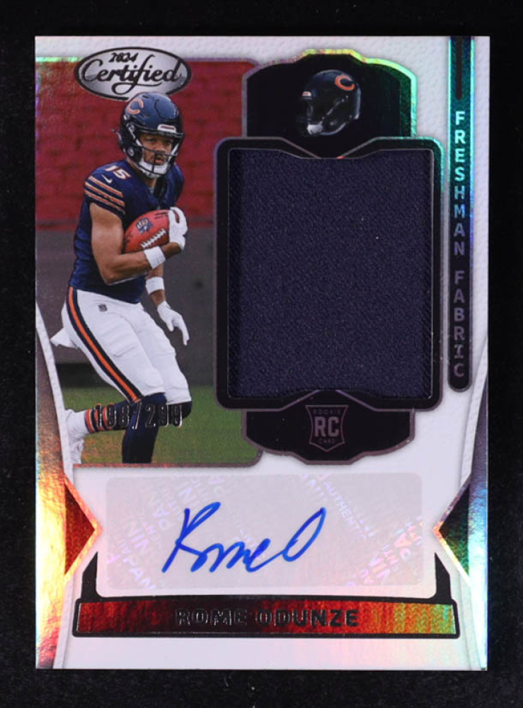 Rome Odunze 2024 Certified Freshman Fabric Mirror Signatures #4 RC #198/299