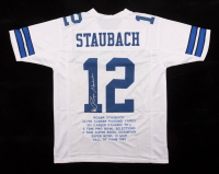 Roger Staubach Signed Career Highlight Stat Jersey (Beckett) at PristineAuction.com
