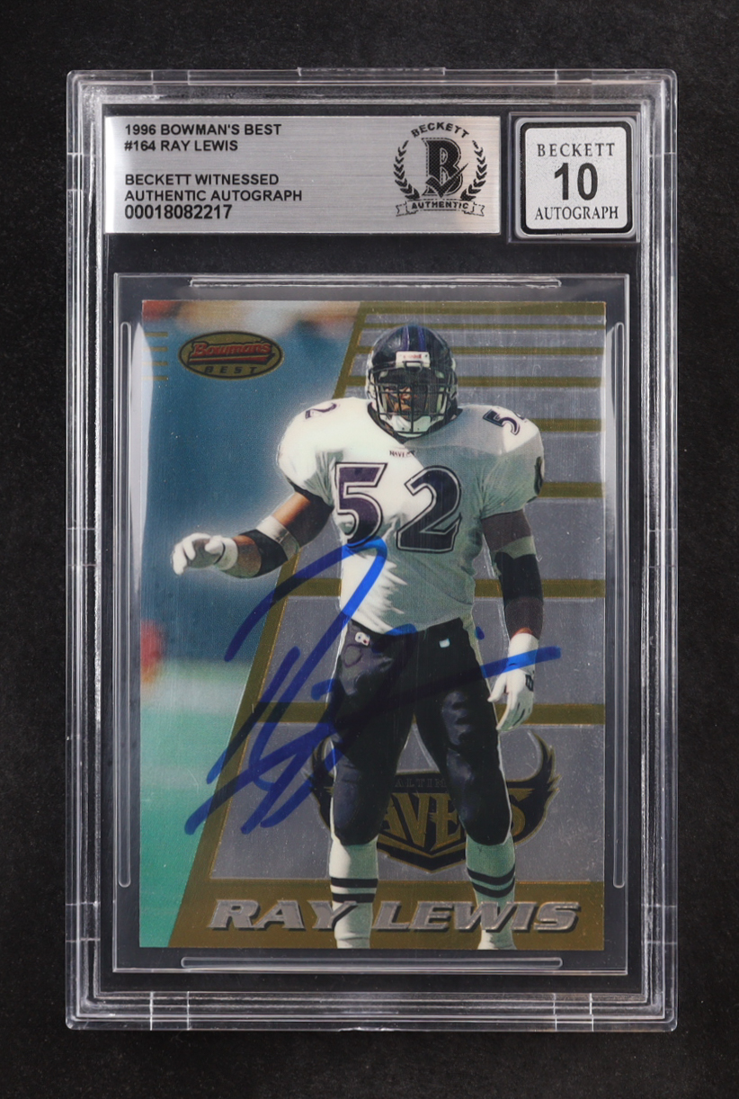Ray Lewis Signed 1996 Bowman's Best #164 RC (BGS | Autograph Graded BGS 10) at PristineAuction.com Ray Lewis Signed 1996 Bowman's Best #164 RC (BGS | Autograph Graded BGS 10) at PristineAuction.com