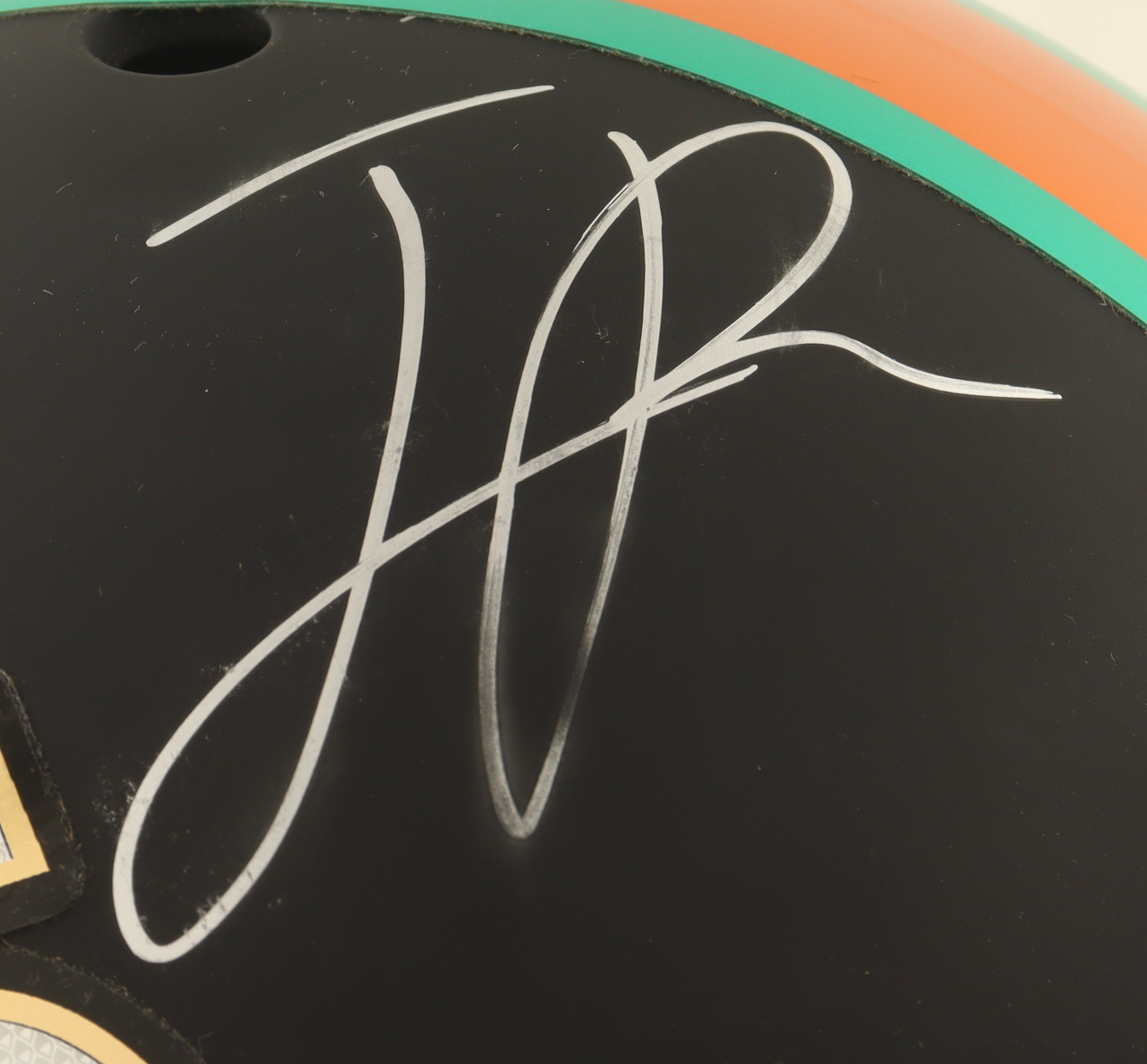 Jaelan Phillips Signed Miami Hurricanes Full-Size Tradition Alternate Helmet (Fanatics) at PristineAuction.com Jaelan Phillips Signed Miami Hurricanes Full-Size Tradition Alternate Helmet (Fanatics) at PristineAuction.com