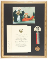 1981 Ronald Reagan Inauguration Custom Framed Display with Campaign Pin & Regan Coin at PristineAuction.com
