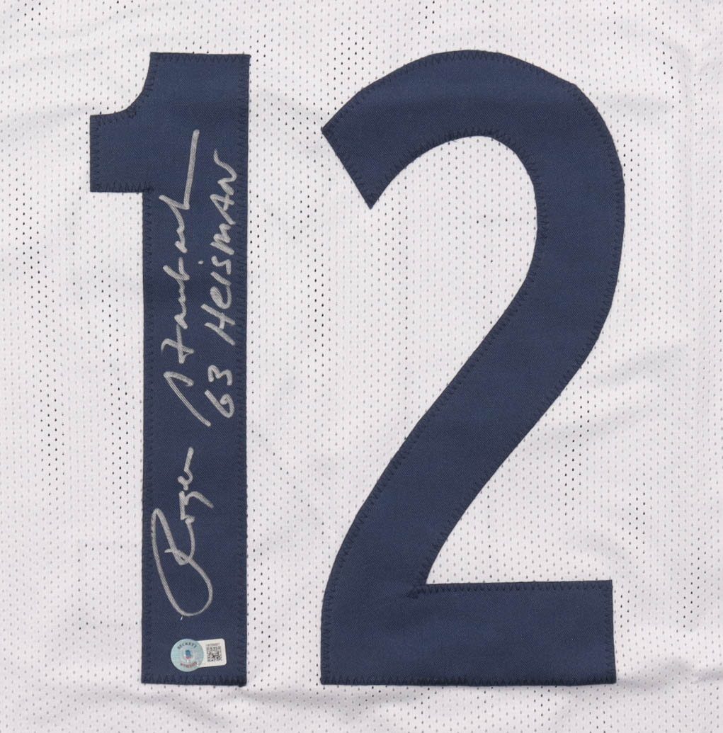 Roger Staubach Signed Jersey Inscribed "63 Heisman" (Beckett) at PristineAuction.com Roger Staubach Signed Jersey Inscribed "63 Heisman" (Beckett) at PristineAuction.com