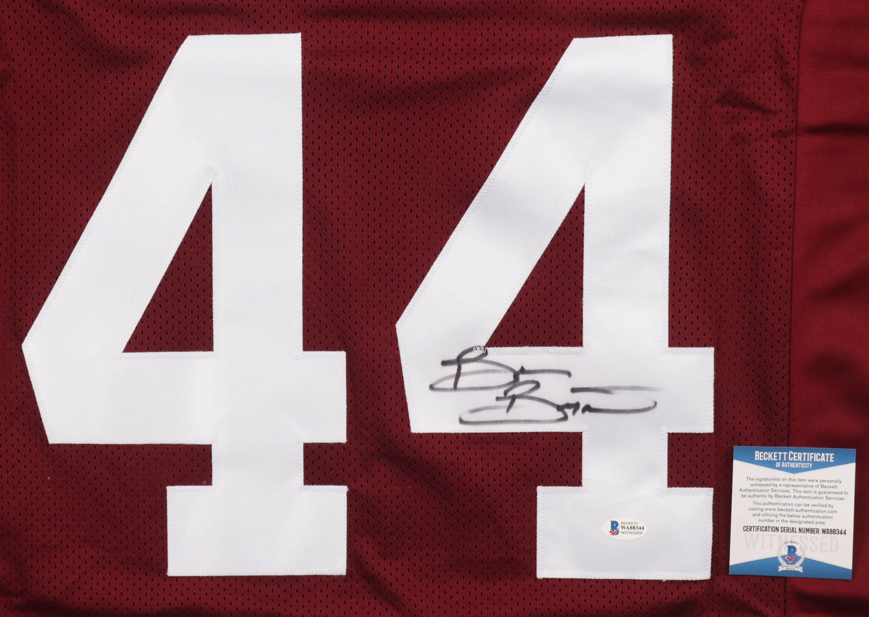 Brian Bosworth Signed Career Highlight Stat Jersey (Beckett) at PristineAuction.com Brian Bosworth Signed Career Highlight Stat Jersey (Beckett) at PristineAuction.com