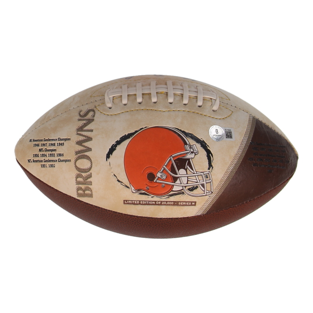 Otto Graham Signed LE Browns Logo Commemorative Football Inscribed "HOF 1965" (Beckett) at PristineAuction.com Otto Graham Signed LE Browns Logo Commemorative Football Inscribed "HOF 1965" (Beckett) at PristineAuction.com