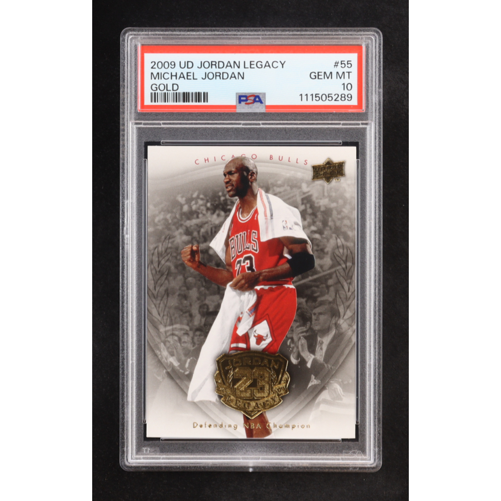 Michael Jordan 2009-10 Upper Deck Michael Jordan Legacy Collection Gold #55 (PSA 10) at PristineAuction.com