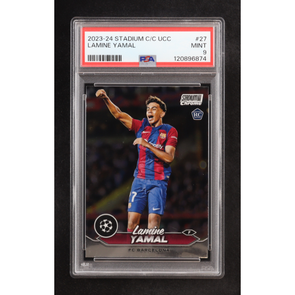 Lamine Yamal 2023-24 Stadium Club Chrome UEFA Champions League #27 RC (PSA 9) at PristineAuction.com