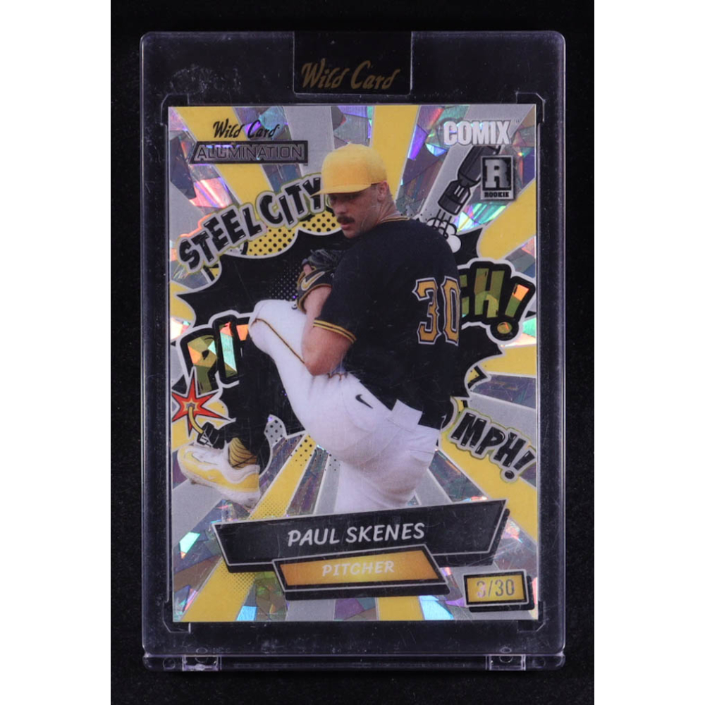 Paul Skenes 2024 Wild Card Alumination Comix Pittsburgh! Yellow and Silver Crystal #PS3 RC #03/30 at PristineAuction.com