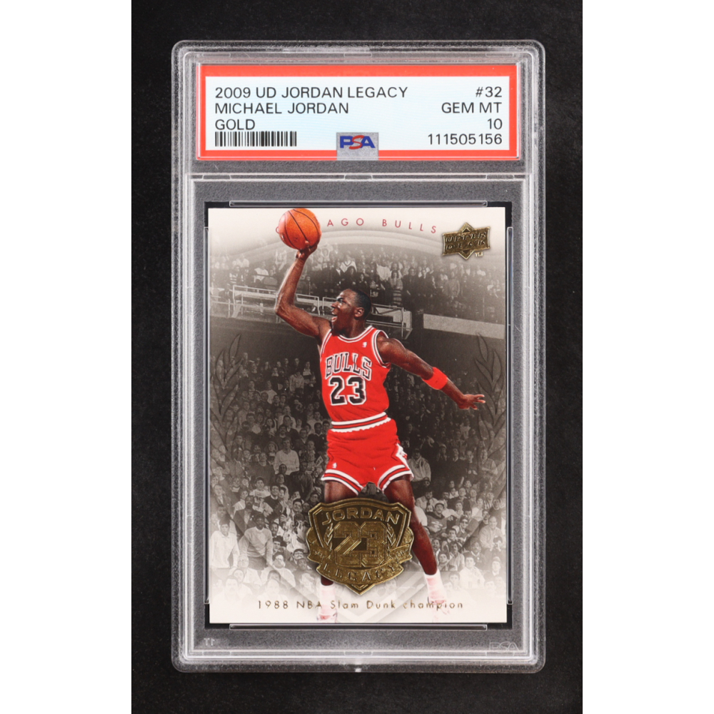 Michael Jordan 2009-10 Upper Deck Michael Jordan Legacy Collection Gold #32 (PSA 10) at PristineAuction.com