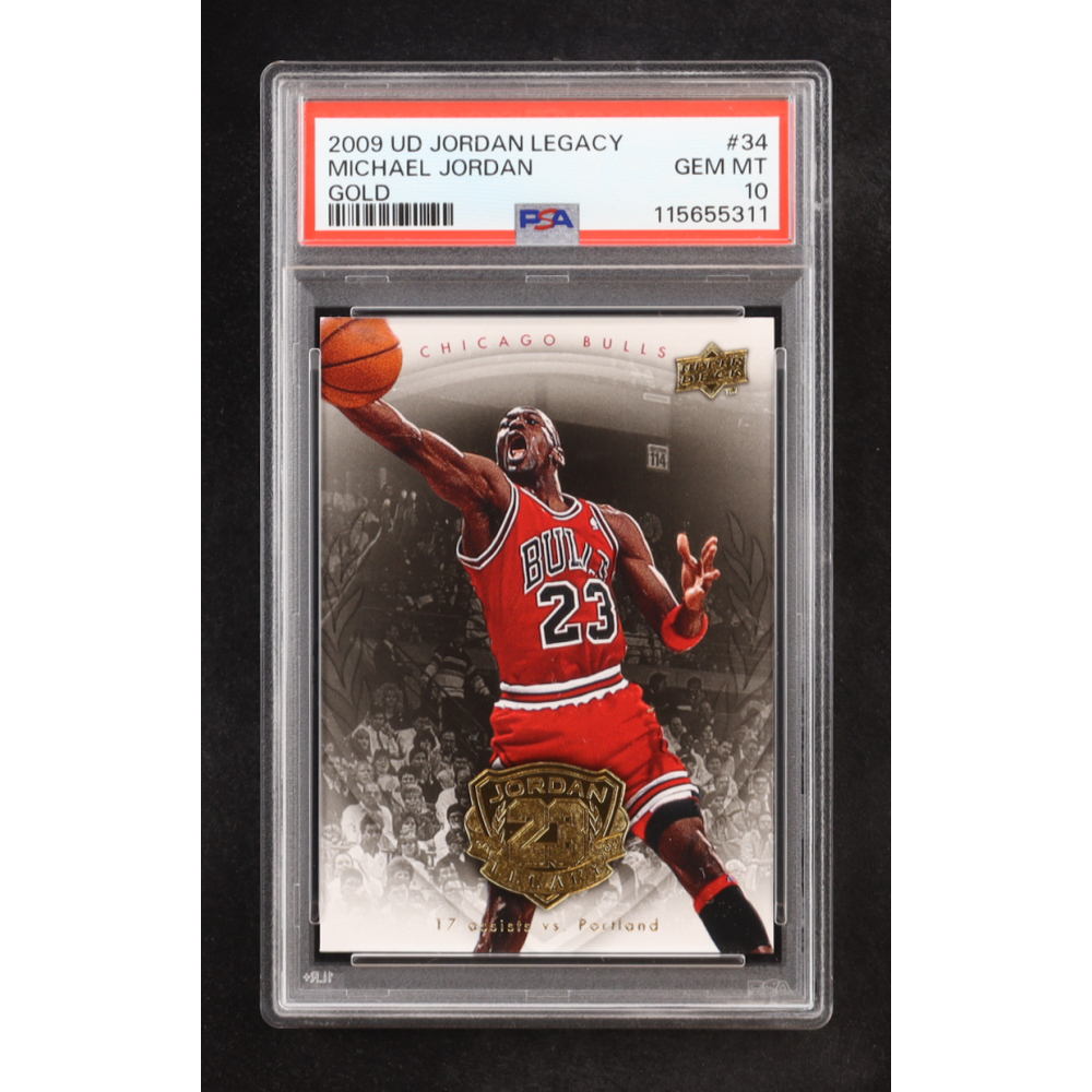 Michael Jordan 2009-10 Upper Deck Michael Jordan Legacy Collection Gold #34 (PSA 10) at PristineAuction.com