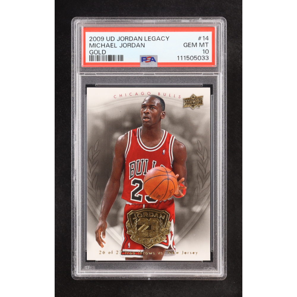 Michael Jordan 2009-10 Upper Deck Michael Jordan Legacy Collection Gold #14 (PSA 10) at PristineAuction.com
