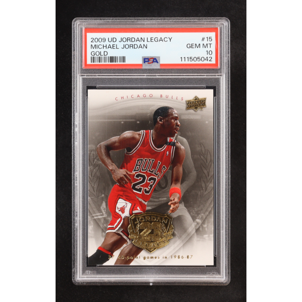 Michael Jordan 2009-10 Upper Deck Michael Jordan Legacy Collection Gold #15 (PSA 10) at PristineAuction.com