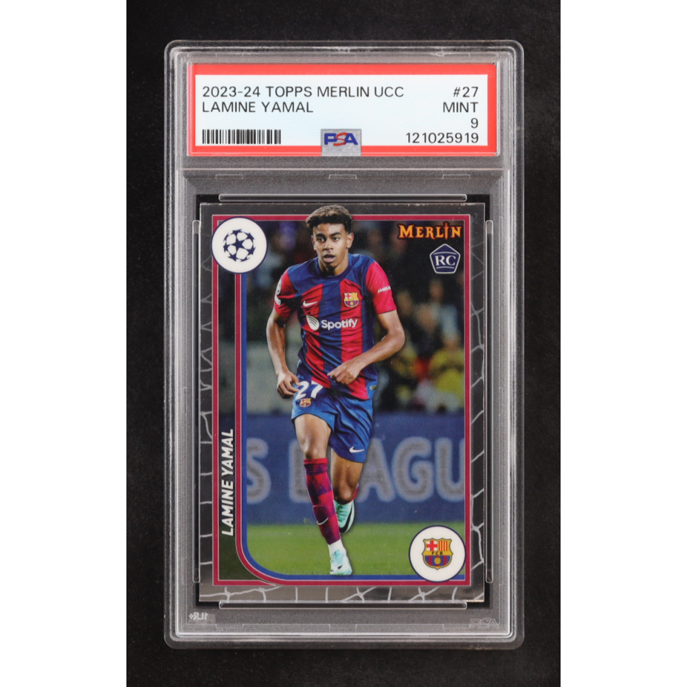 Lamine Yamal 2023-24 Merlin UEFA Club Competitions #27 RC (PSA 9) at PristineAuction.com