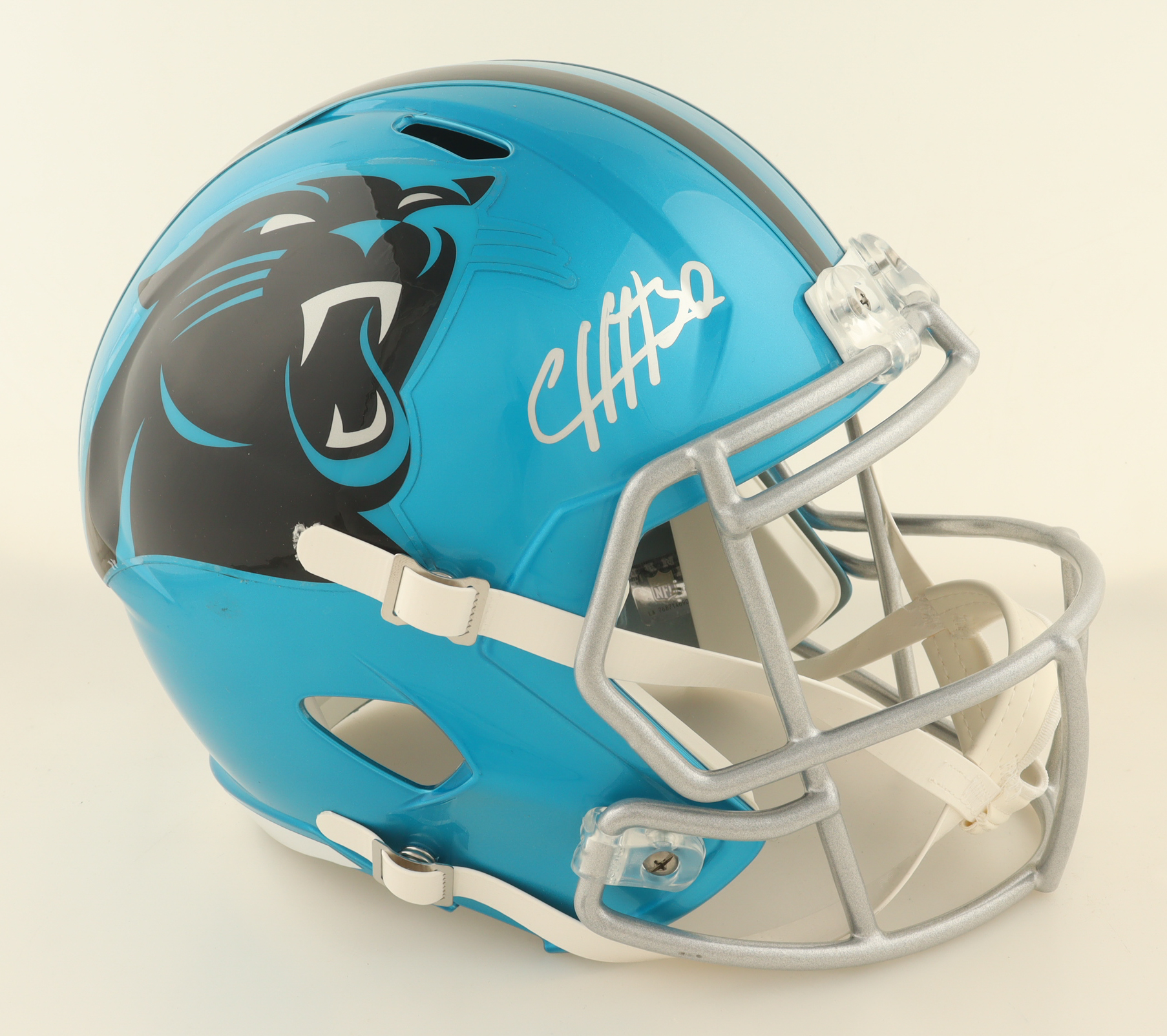 Chuba Hubbard Signed Panthers Full-Size Flash Alternate Speed Helmet (Beckett) at PristineAuction.com Chuba Hubbard Signed Panthers Full-Size Flash Alternate Speed Helmet (Beckett) at PristineAuction.com