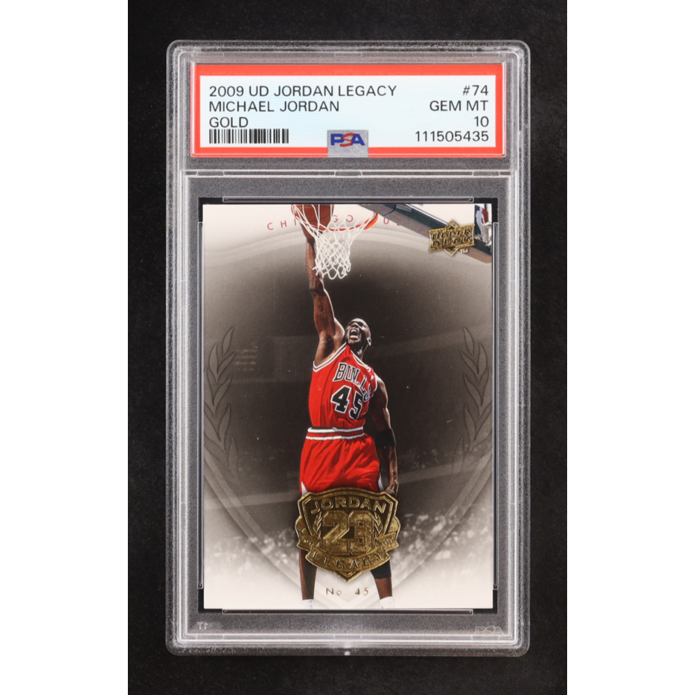 Michael Jordan 2009-10 Upper Deck Michael Jordan Legacy Collection Gold #74 (PSA 10) at PristineAuction.com