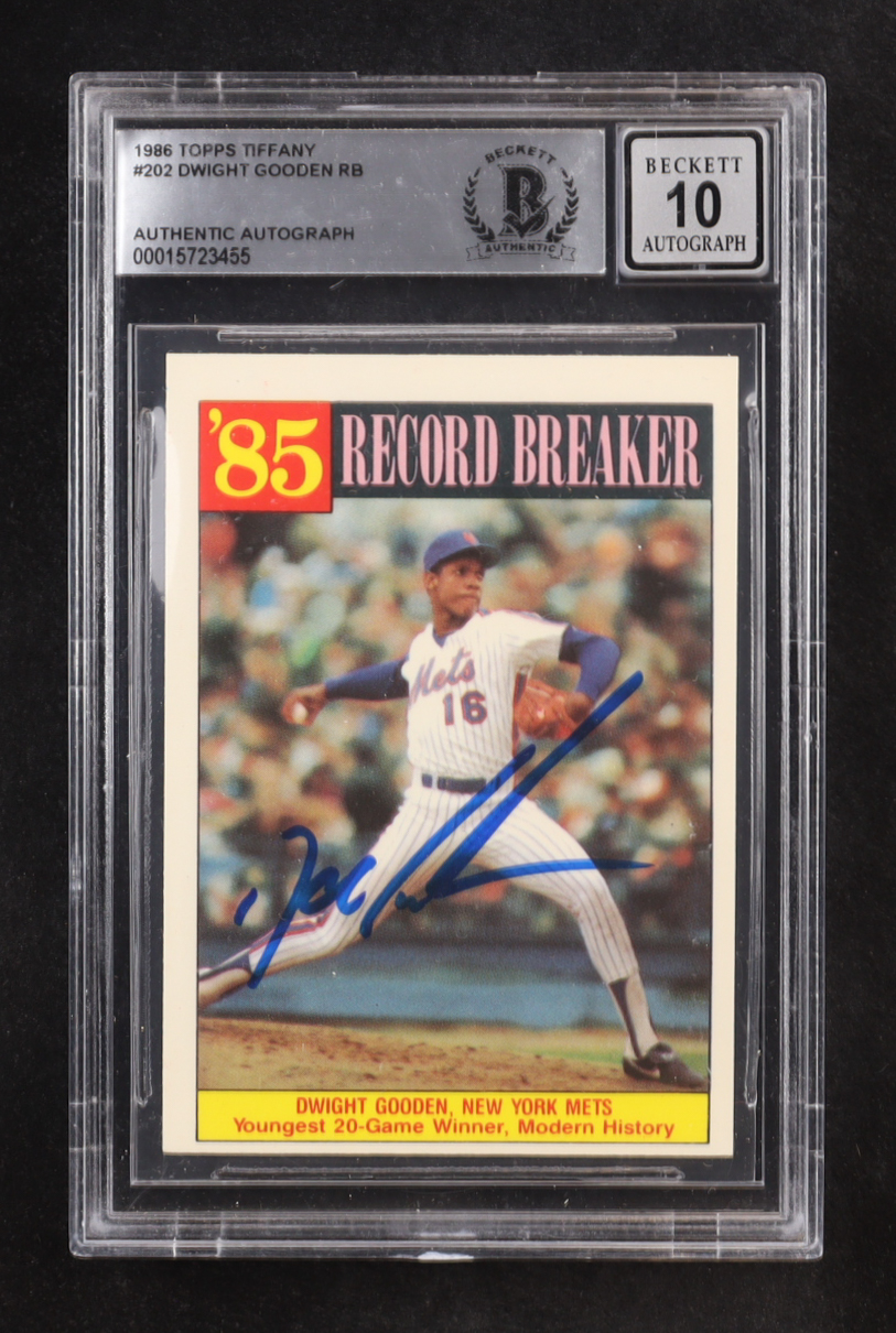 Dwight Gooden Signed 1986 Topps Tiffany Record Breaker #202 (BGS | Autograph Graded BGS 10) at PristineAuction.com Dwight Gooden Signed 1986 Topps Tiffany Record Breaker #202 (BGS | Autograph Graded BGS 10) at PristineAuction.com