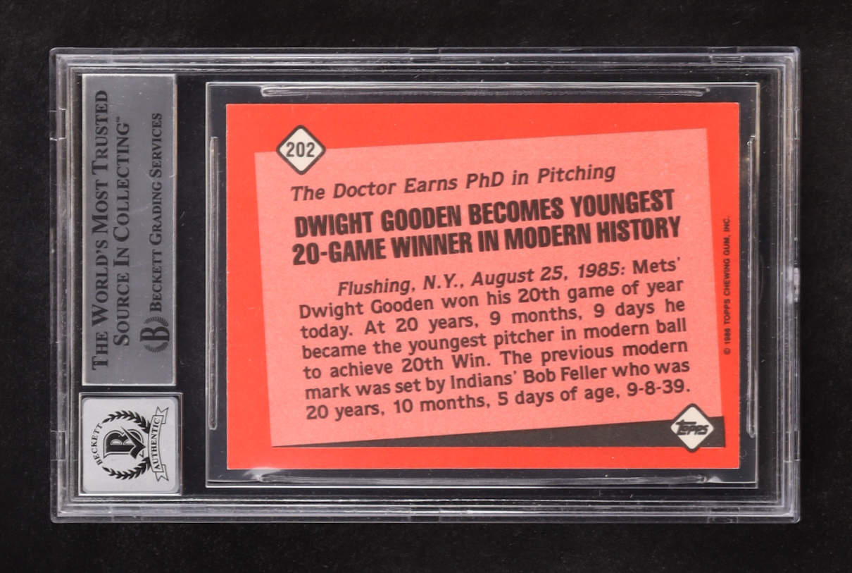 Dwight Gooden Signed 1986 Topps Tiffany Record Breaker #202 (BGS | Autograph Graded BGS 10) at PristineAuction.com Dwight Gooden Signed 1986 Topps Tiffany Record Breaker #202 (BGS | Autograph Graded BGS 10) at PristineAuction.com