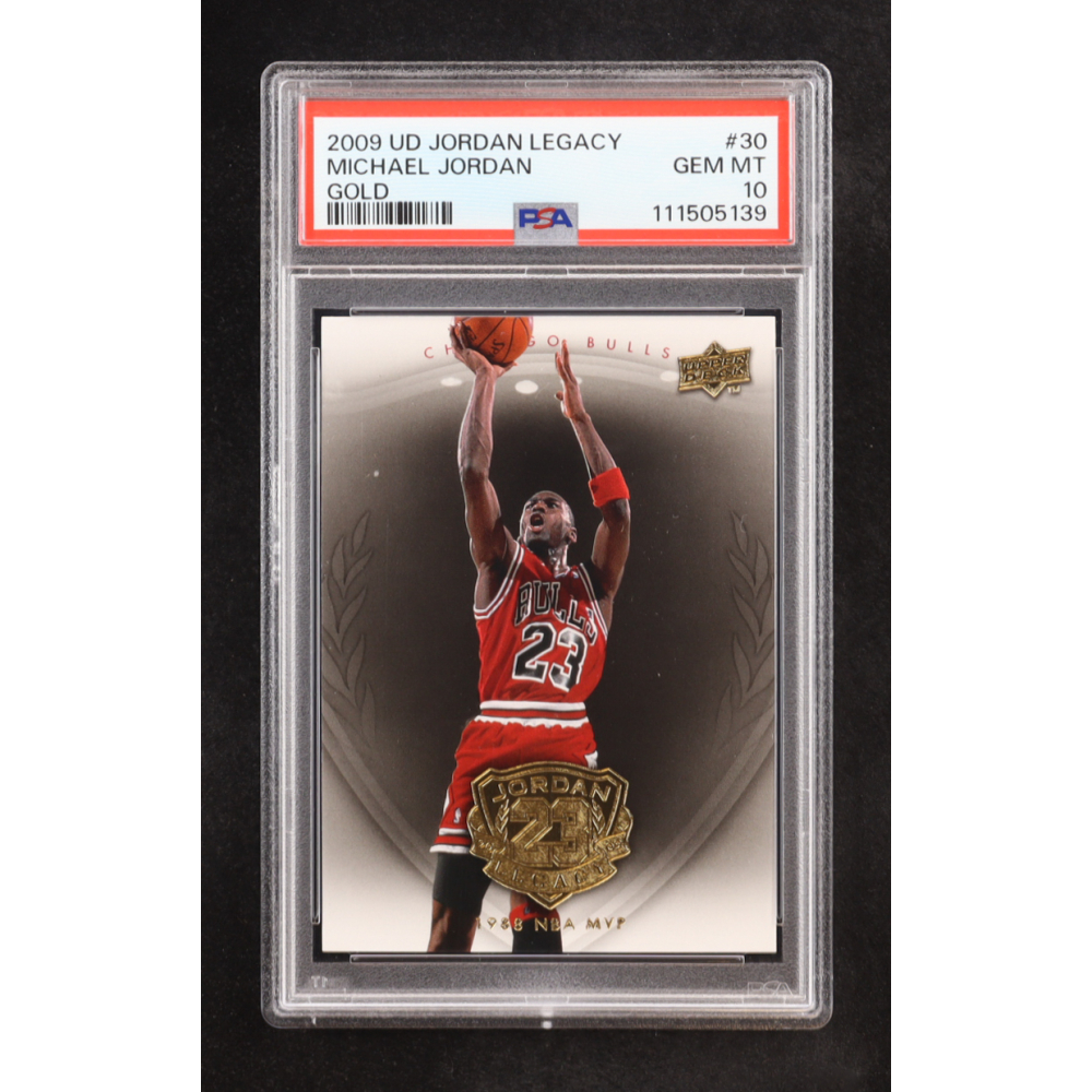 Michael Jordan 2009-10 Upper Deck Michael Jordan Legacy Collection Gold #30 (PSA 10) at PristineAuction.com