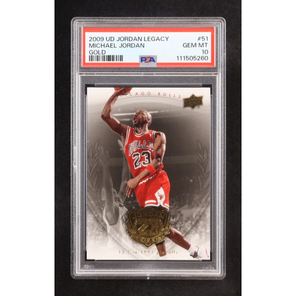 Michael Jordan 2009-10 Upper Deck Michael Jordan Legacy Collection Gold #51 (PSA 10) at PristineAuction.com