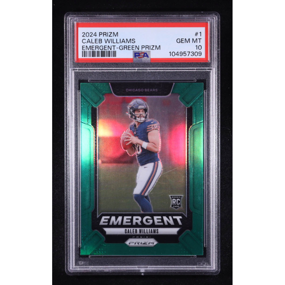Caleb Williams 2024 Panini Prizm Emergent Prizms Green #1 RC (PSA 10) at PristineAuction.com