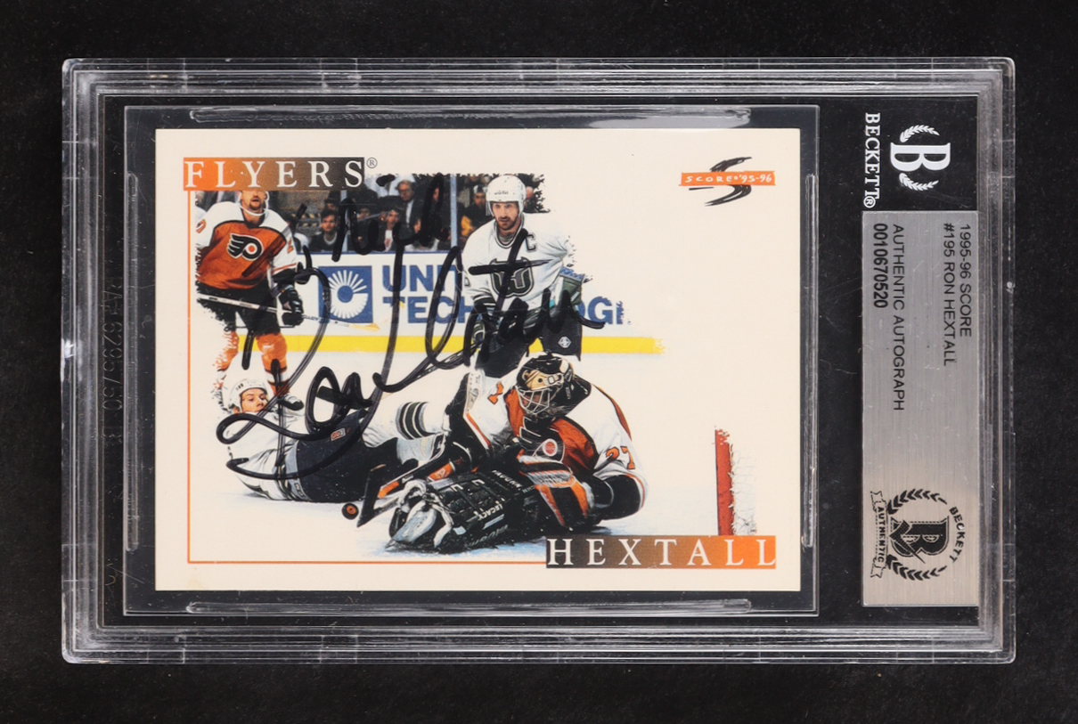 Ron Hextall Signed 1995-96 Score #195 (BGS) at PristineAuction.com Ron Hextall Signed 1995-96 Score #195 (BGS) at PristineAuction.com