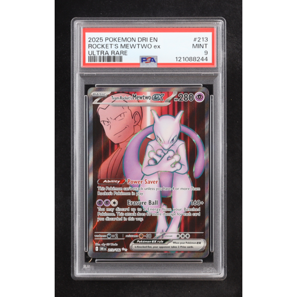 Team Rocket's Mewtwo ex 2025 Pokemon TCG Scarlet and Violet Destined Rivals #213 (PSA 9) at PristineAuction.com