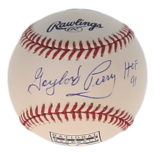 Gaylord Perry Signed OML Hall of Fame Logo Baseball Inscribed "HOF 91" (MLB) at PristineAuction.com Gaylord Perry Signed OML Hall of Fame Logo Baseball Inscribed "HOF 91" (MLB) at PristineAuction.com