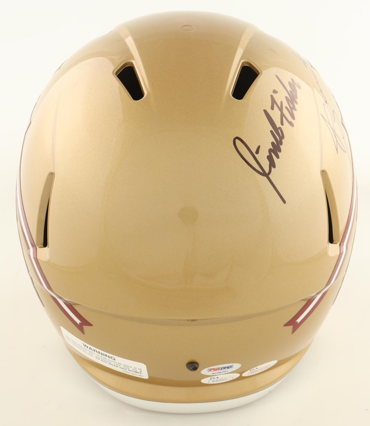 Jimbo Fisher, Kelvin Benjamin & Jameis Winston Signed Florida State Seminoles Full-Size Speed Helmet Inscribed "2013 Natl Champions" (JSA) at PristineAuction.com Jimbo Fisher, Kelvin Benjamin & Jameis Winston Signed Florida State Seminoles Full-Size Speed Helmet Inscribed "2013 Natl Champions" (JSA) at PristineAuction.com