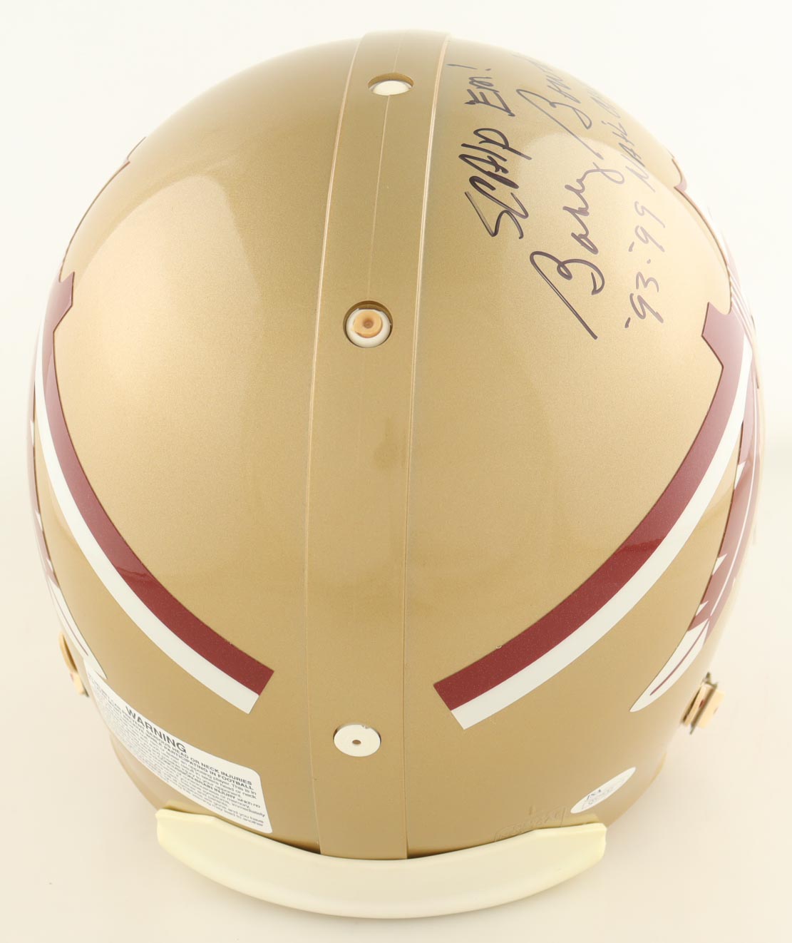 Bobby Bowden Signed Florida State Seminoles Authentic On-Field Full Size Helmet Inscribed "93-99 Natl Champs" & "Scalp Em" (JSA) at PristineAuction.com Bobby Bowden Signed Florida State Seminoles Authentic On-Field Full Size Helmet Inscribed "93-99 Natl Champs" & "Scalp Em" (JSA) at PristineAuction.com