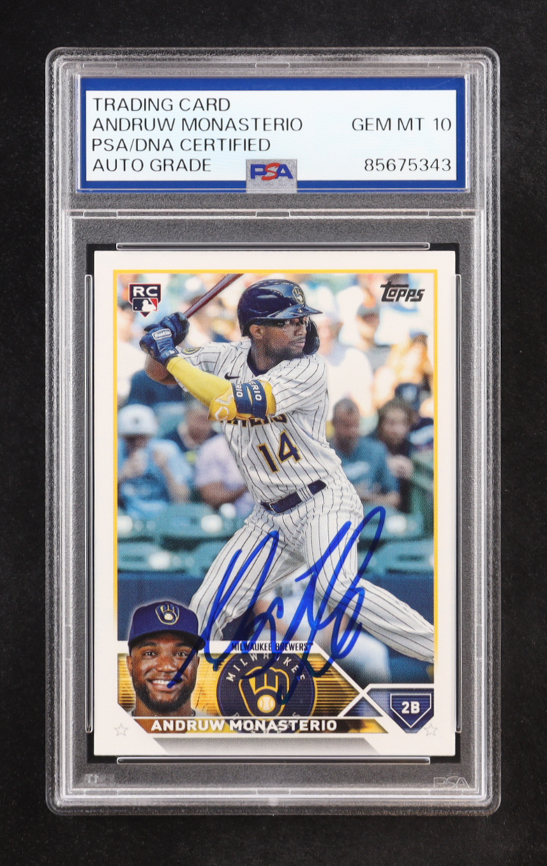 Andruw Monasterio Signed 2023 Topps Update Series #US74 RC (PSA | Autograph Graded PSA 10) at PristineAuction.com Andruw Monasterio Signed 2023 Topps Update Series #US74 RC (PSA | Autograph Graded PSA 10) at PristineAuction.com