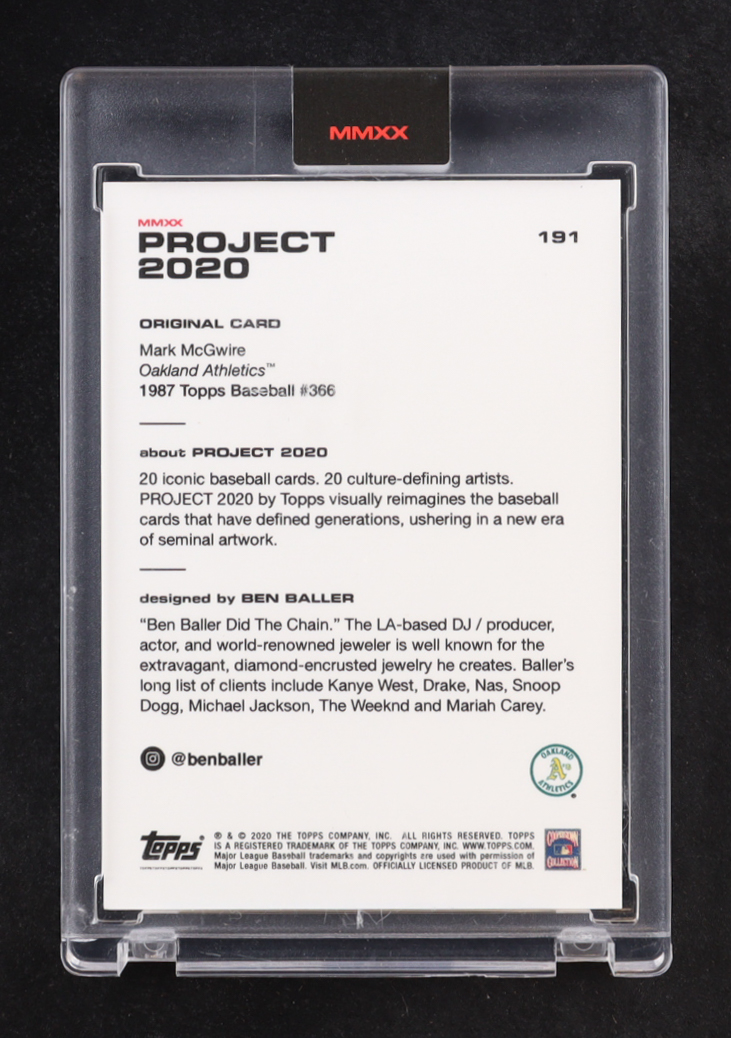 Mark McGwire 2020 Topps Project 2020 #191 / Ben Baller at PristineAuction.com Mark McGwire 2020 Topps Project 2020 #191 / Ben Baller at PristineAuction.com