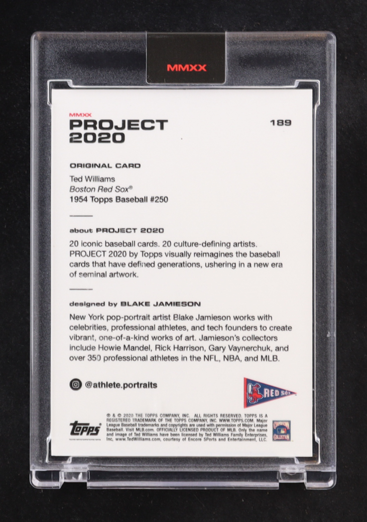 Ted Williams 2020 Topps Project 2020 #189 / Blake Jamieson at PristineAuction.com Ted Williams 2020 Topps Project 2020 #189 / Blake Jamieson at PristineAuction.com