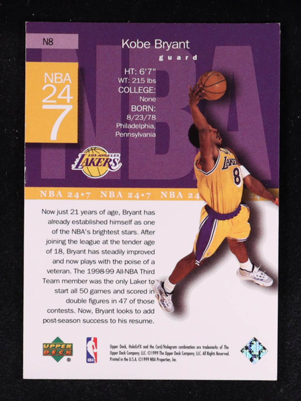 Kobe Bryant 1999-00 Upper Deck HoloGrFX NBA 24-7 #N8 at PristineAuction.com Kobe Bryant 1999-00 Upper Deck HoloGrFX NBA 24-7 #N8 at PristineAuction.com