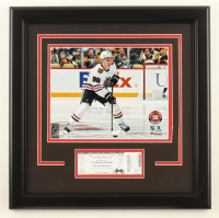 Connor Bedard Blackhawks Custom Framed Photo Display With 2023 Game Ticket at PristineAuction.com