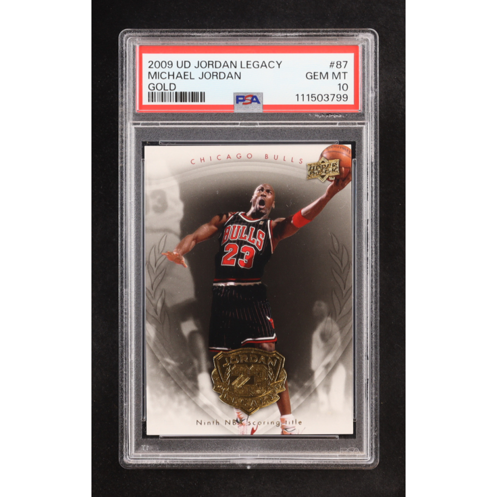 Michael Jordan 2009-10 Upper Deck Michael Jordan Legacy Collection Gold #87 (PSA 10) at PristineAuction.com