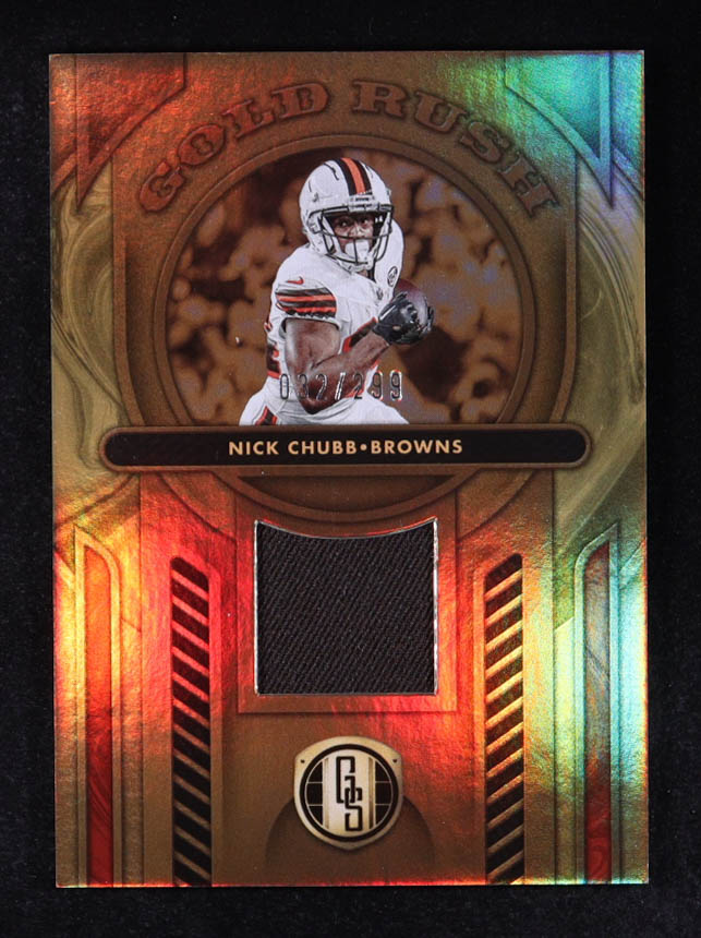 Nick Chubb 2024 Panini Gold Standard Gold Rush Jerseys #16 #032/299 at PristineAuction.com Nick Chubb 2024 Panini Gold Standard Gold Rush Jerseys #16 #032/299 at PristineAuction.com