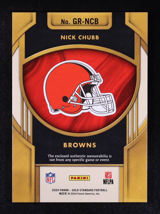 Nick Chubb 2024 Panini Gold Standard Gold Rush Jerseys #16 #032/299 at PristineAuction.com Nick Chubb 2024 Panini Gold Standard Gold Rush Jerseys #16 #032/299 at PristineAuction.com