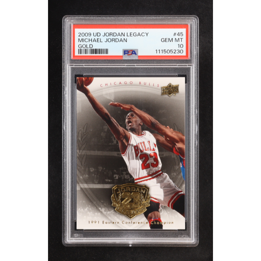 Michael Jordan 2009-10 Upper Deck Michael Jordan Legacy Collection Gold #45 (PSA 10) at PristineAuction.com
