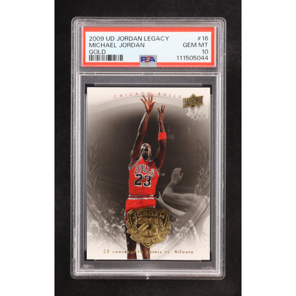 Michael Jordan 2009-10 Upper Deck Michael Jordan Legacy Collection Gold #16 (PSA 10) at PristineAuction.com