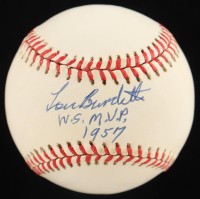 Lew Burdette Signed ONL Baseball Inscribed "WS MVP 1957" (PSA) at PristineAuction.com