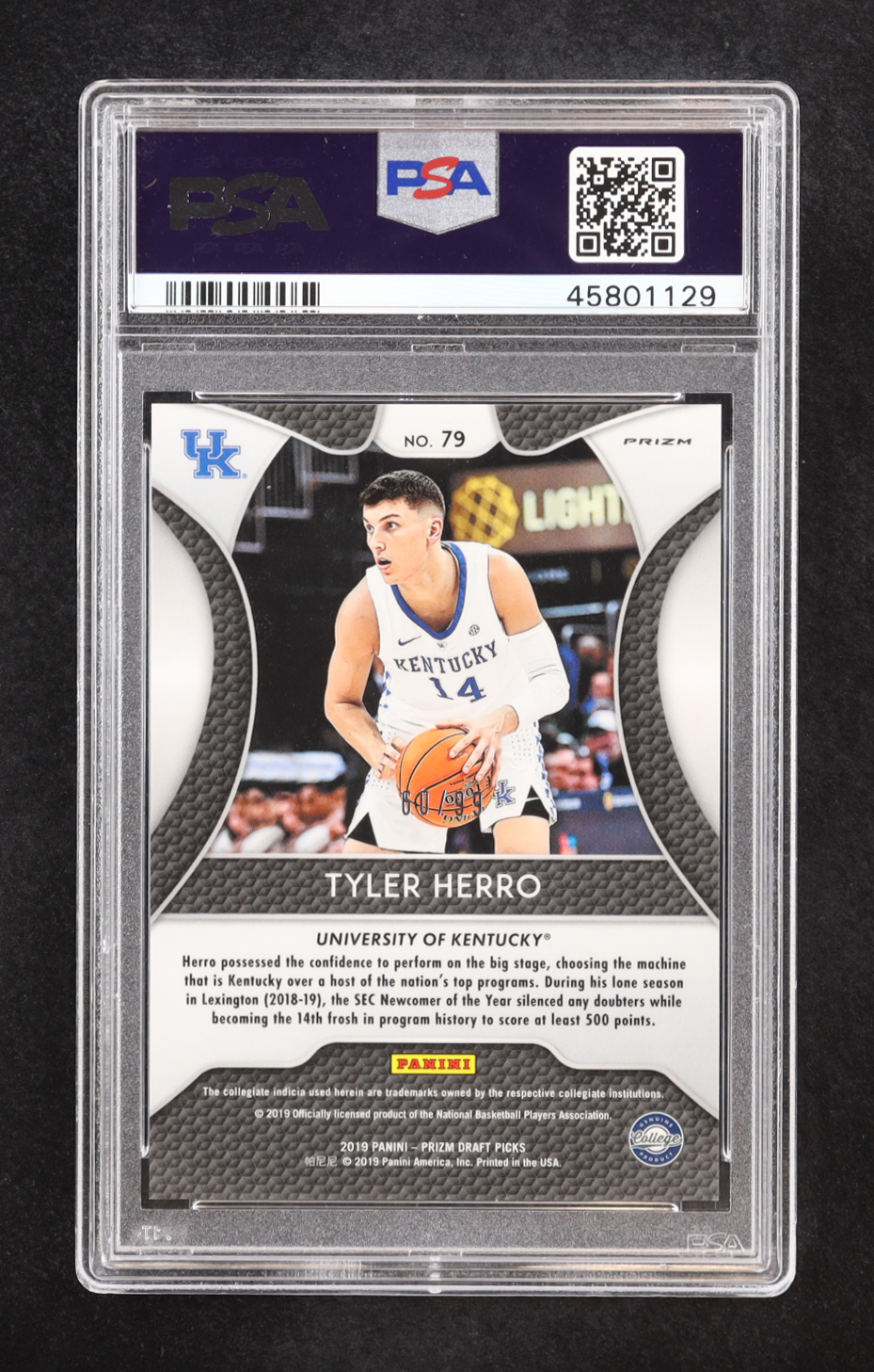 Tyler Herro 2019 Panini Prizm Draft Picks Red/White/Blue #79 RC (PSA 9) at PristineAuction.com Tyler Herro 2019 Panini Prizm Draft Picks Red/White/Blue #79 RC (PSA 9) at PristineAuction.com