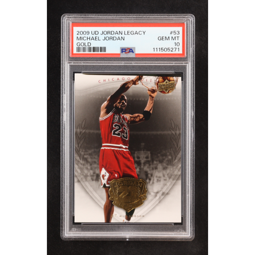 Michael Jordan 2009-10 Upper Deck Michael Jordan Legacy Collection Gold #53 (PSA 10) at PristineAuction.com