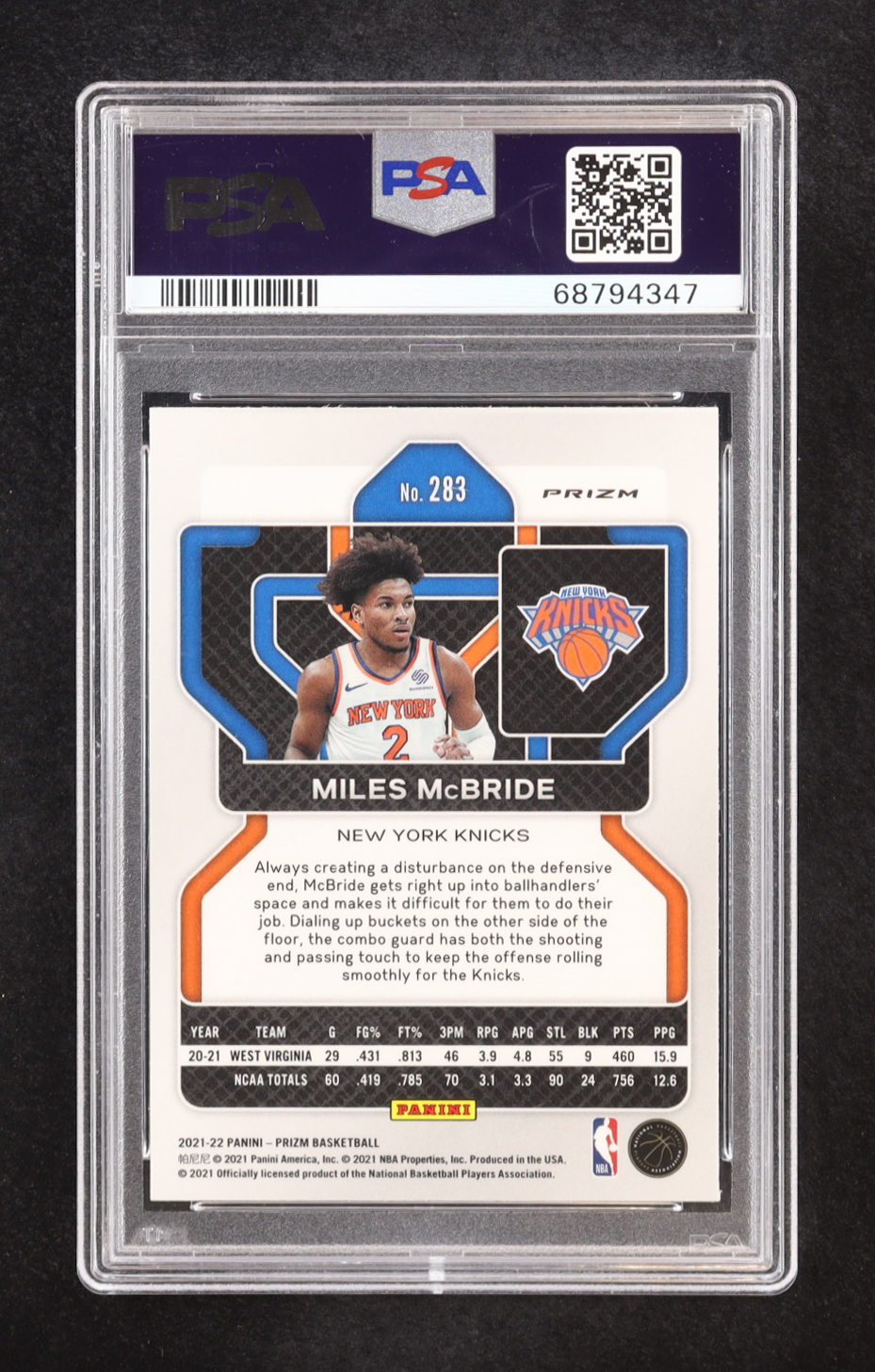 Miles McBride 2021 Prizm Ice #283 RC (PSA 8) at PristineAuction.com Miles McBride 2021 Prizm Ice #283 RC (PSA 8) at PristineAuction.com