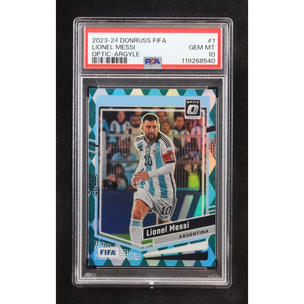 Lionel Messi 2023-24 Donruss Optic Argyle #1 (PSA 10) at PristineAuction.com