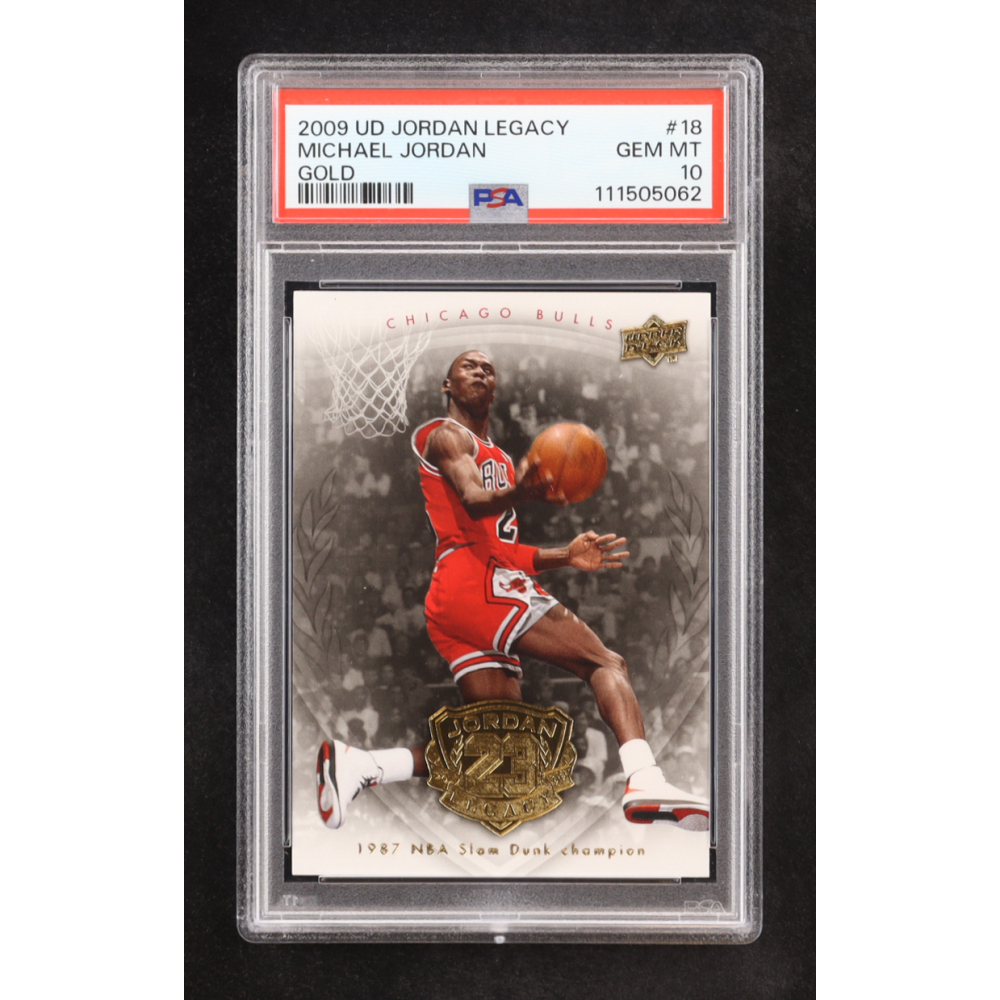 Michael Jordan 2009-10 Upper Deck Michael Jordan Legacy Collection Gold #18 (PSA 10) at PristineAuction.com
