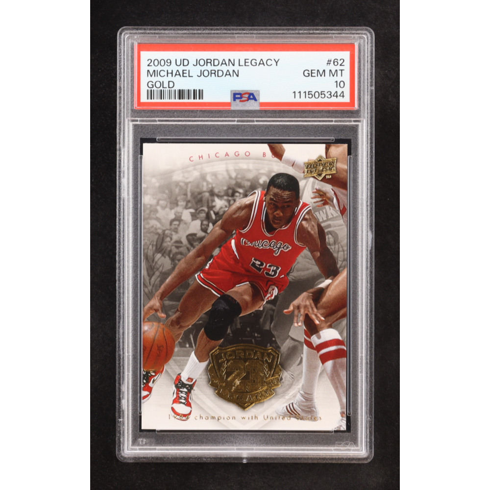 Michael Jordan 2009-10 Upper Deck Michael Jordan Legacy Collection Gold #62 (PSA 10) at PristineAuction.com