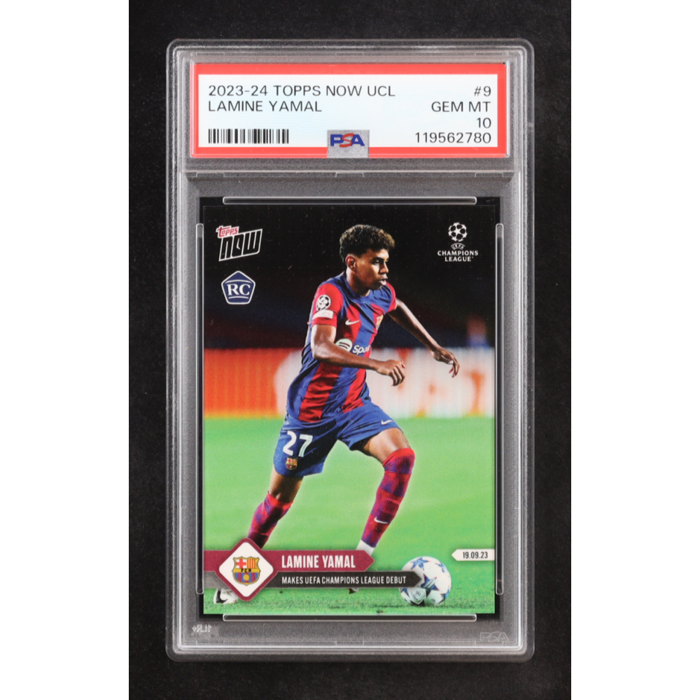Lamine Yamal 2023-24 Topps Now UEFA Champions League #9 RC (PSA 10) at PristineAuction.com