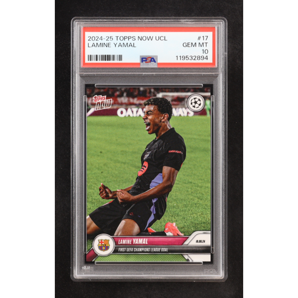 Lamine Yamal 2024-25 Topps Now UEFA Club Competitions #17 (PSA 10) at PristineAuction.com