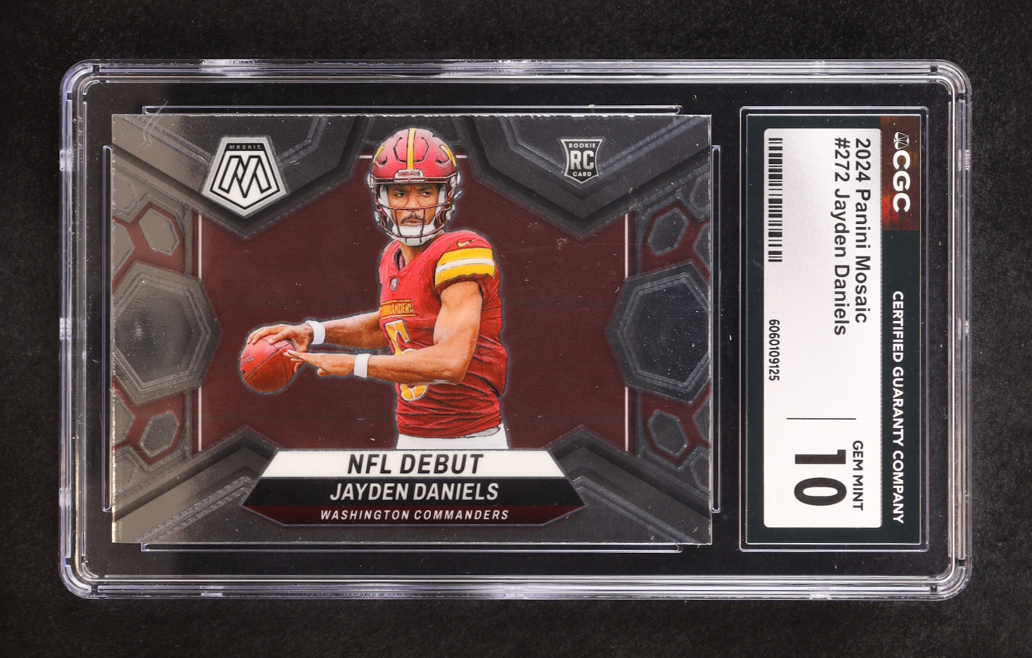 Jayden Daniels 2024 Panini Mosaic #272 RC (CGC 10) at PristineAuction.com Jayden Daniels 2024 Panini Mosaic #272 RC (CGC 10) at PristineAuction.com