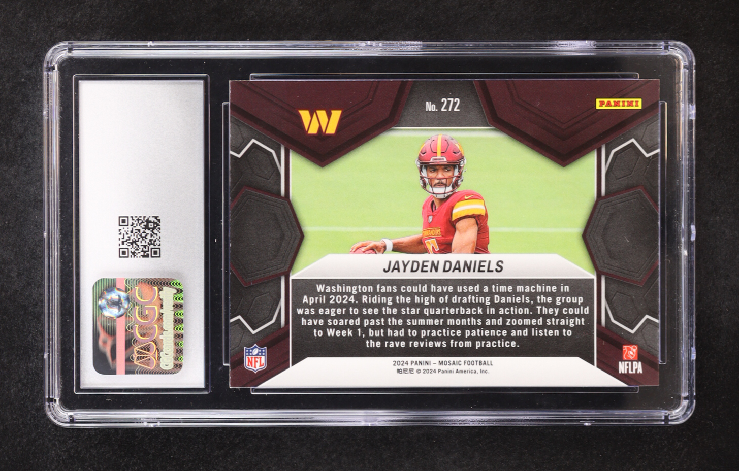 Jayden Daniels 2024 Panini Mosaic #272 RC (CGC 10) at PristineAuction.com Jayden Daniels 2024 Panini Mosaic #272 RC (CGC 10) at PristineAuction.com