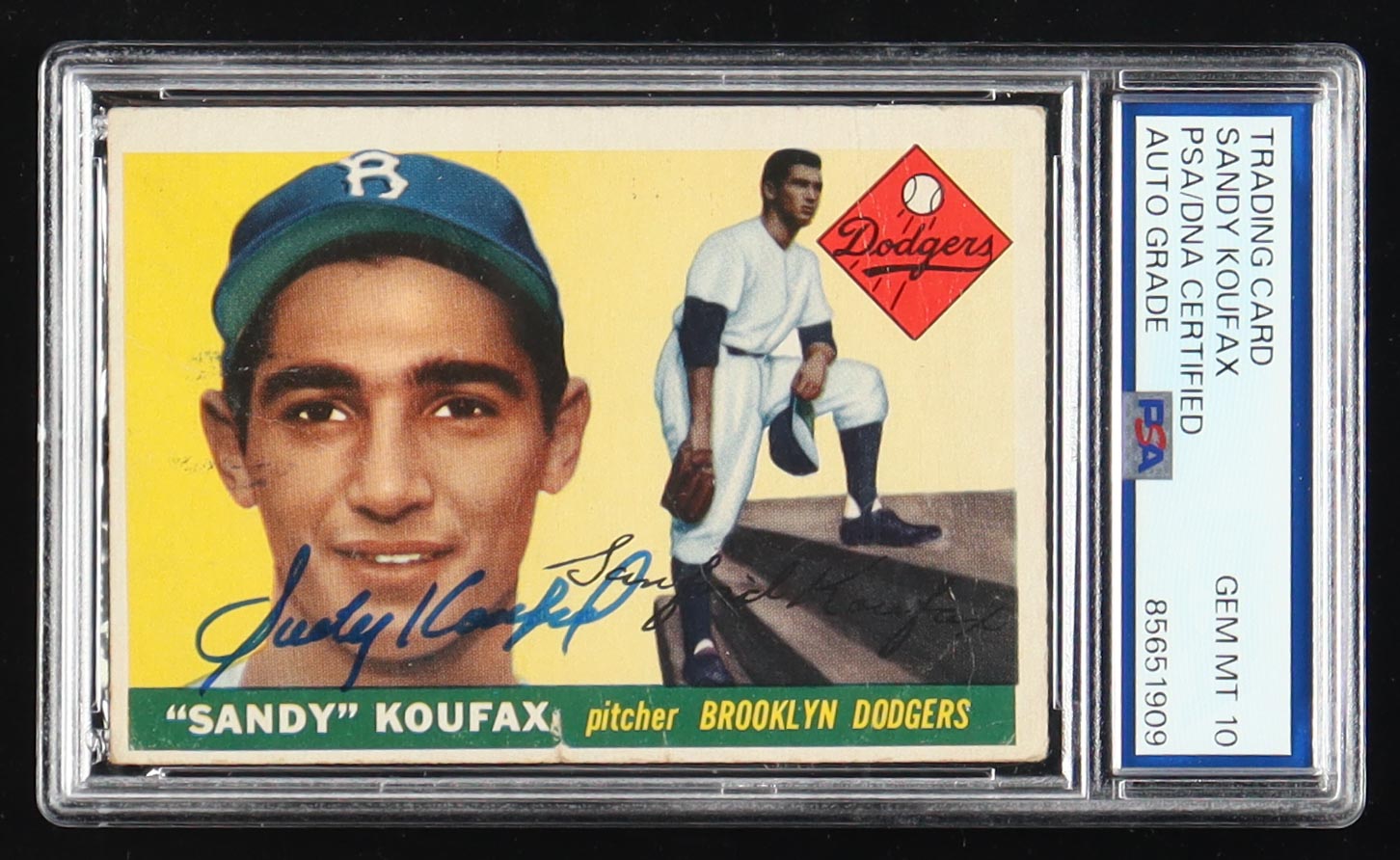 Sandy Koufax Signed 1955 Topps #123 RC (PSA | Auto Grade PSA 10) at PristineAuction.com Sandy Koufax Signed 1955 Topps #123 RC (PSA | Auto Grade PSA 10) at PristineAuction.com